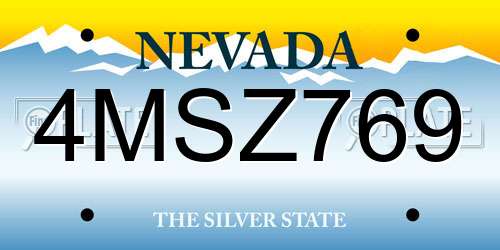 4MSZ769 Nevada License Plate