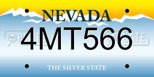 4MT566 Nevada License Plate