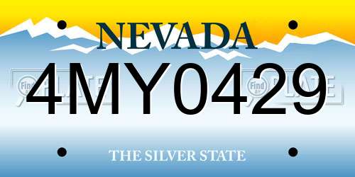 4MY0429 Nevada License Plate