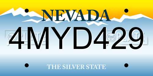 4MYD429 Nevada License Plate