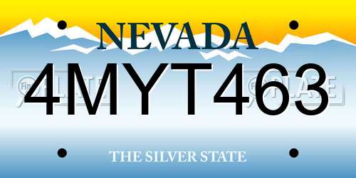 4MYT463 Nevada License Plate