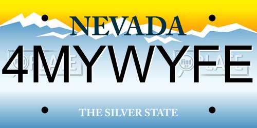 4MYWYFE Nevada License Plate