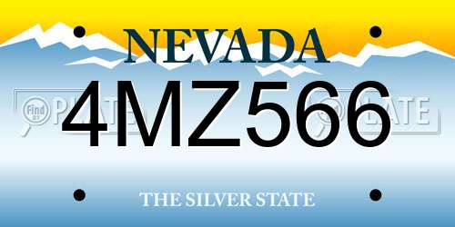 4MZ566 Nevada License Plate