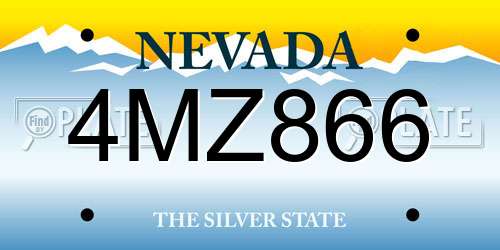 4MZ866 Nevada License Plate