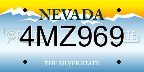 4MZ969 Nevada License Plate