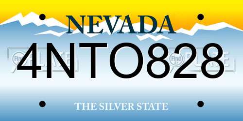 4NTO828 Nevada License Plate