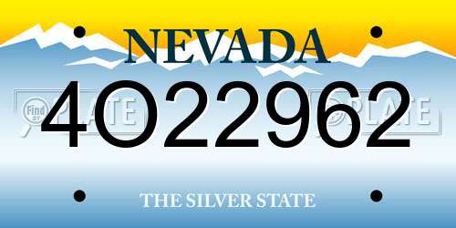 4O22962 Nevada License Plate