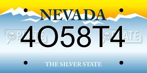 4O58T4 Nevada License Plate