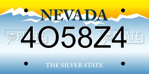 4O58Z4 Nevada License Plate