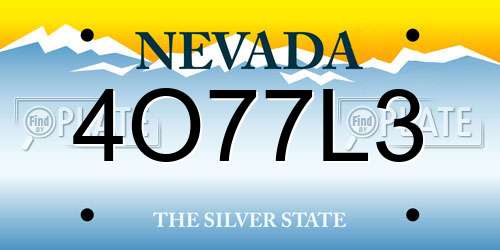 4O77L3 Nevada License Plate