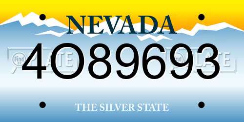 4O89693 Nevada License Plate