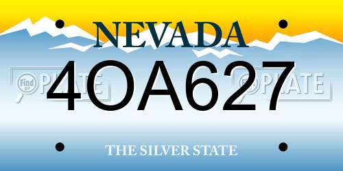 4OA627 Nevada License Plate