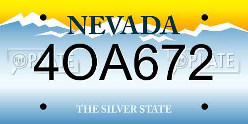 4OA672 Nevada License Plate