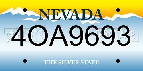 4OA9693 Nevada License Plate