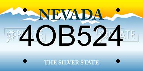 4OB524 Nevada License Plate