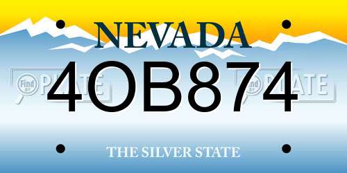 4OB874 Nevada License Plate