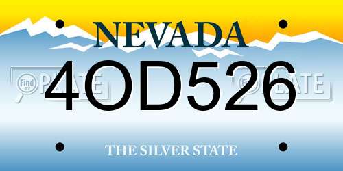 4OD526 Nevada License Plate