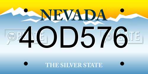4OD576 Nevada License Plate
