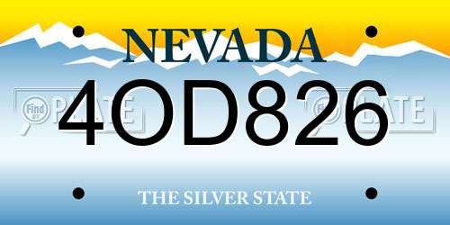 4OD826 Nevada License Plate