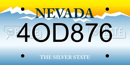 4OD876 Nevada License Plate