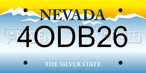 4ODB26 Nevada License Plate