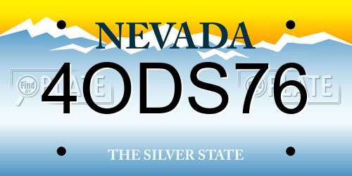 4ODS76 Nevada License Plate