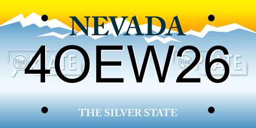 4OEW26 Nevada License Plate