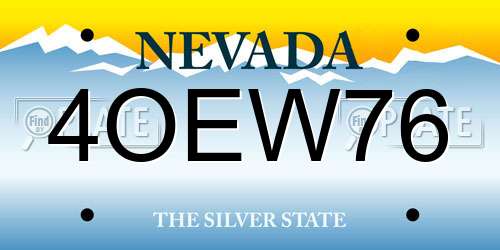 4OEW76 Nevada License Plate