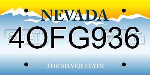 4OFG936 Nevada License Plate