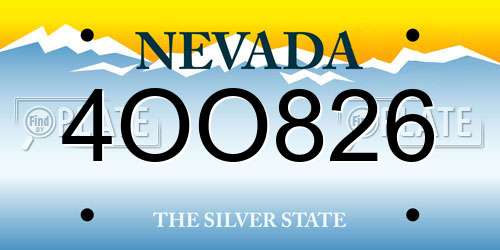 4OO826 Nevada License Plate