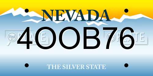 4OOB76 Nevada License Plate