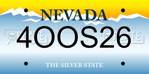 4OOS26 Nevada License Plate