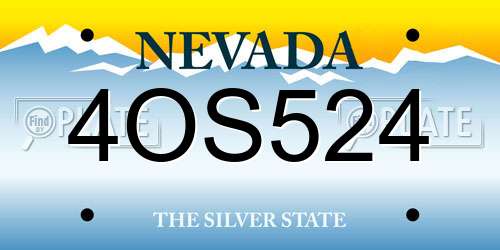 4OS524 Nevada License Plate