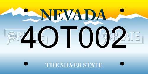4OT002 Nevada License Plate