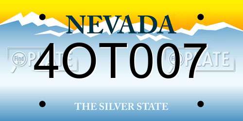 4OT007 Nevada License Plate