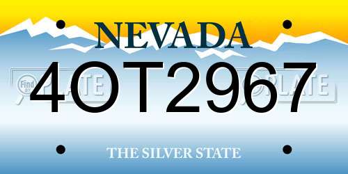 4OT2967 Nevada License Plate