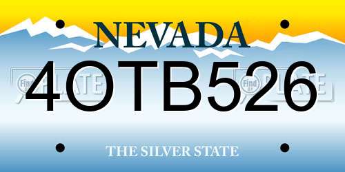 4OTB526 Nevada License Plate