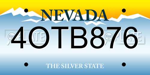 4OTB876 Nevada License Plate