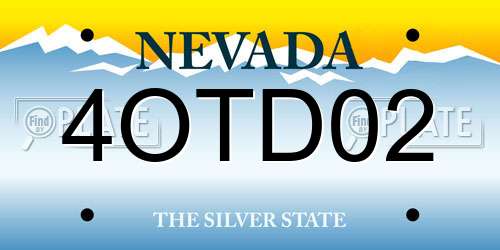 4OTD02 Nevada License Plate