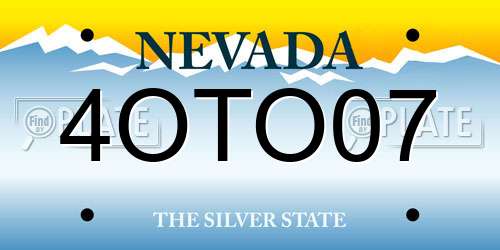 4OTO07 Nevada License Plate