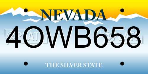 4OWB658 Nevada License Plate