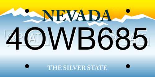 4OWB685 Nevada License Plate