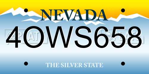 4OWS658 Nevada License Plate