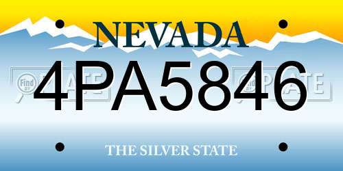 4PA5846 Nevada License Plate