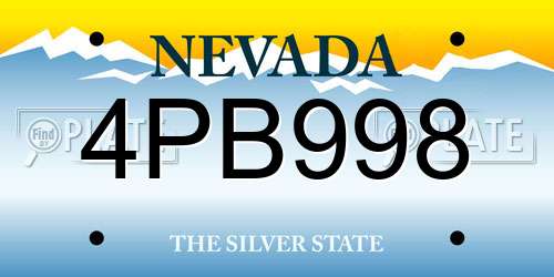 4PB998 Nevada License Plate