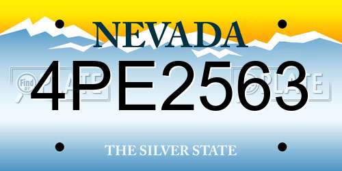 4PE2563 Nevada License Plate