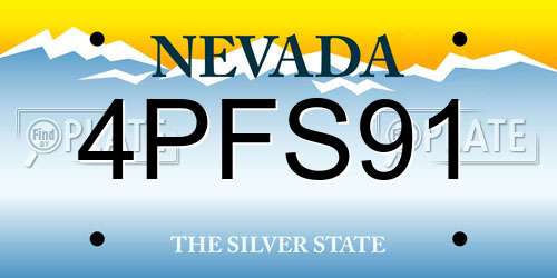 4PFS91 Nevada License Plate