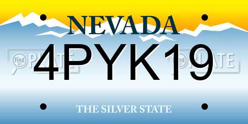 4PYK19 Nevada License Plate