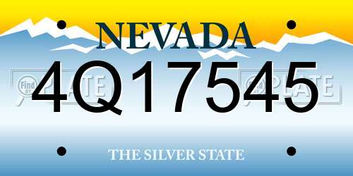 4Q17545 Nevada License Plate