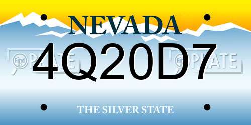 4Q20D7 Nevada License Plate